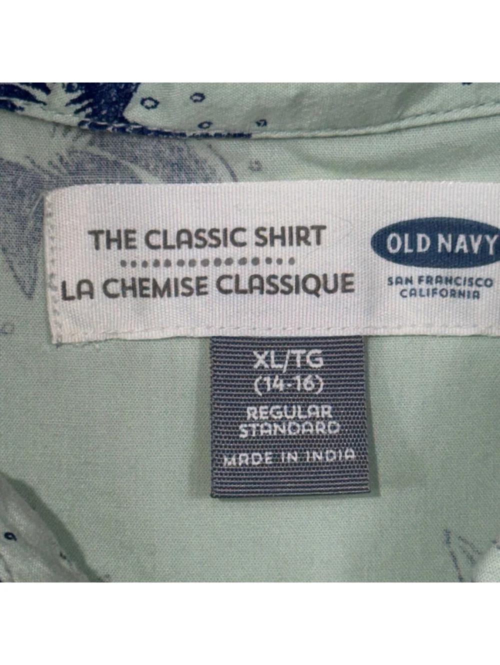 Old Navy Shark Print Classic Shirt Boys XL 14-16